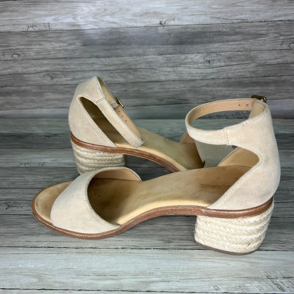 Soludos Capri Suede Block Heel Espadrille Sandals Tan Brown Size 7